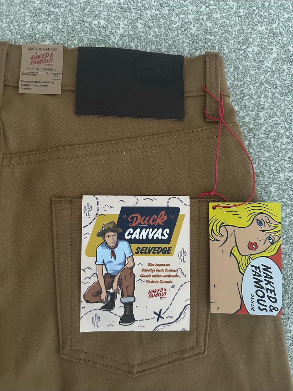 !!BRAND NEW!! Naked and Famous Duck Canvas Khaki Selvedge Pant, size 32 - Picture 3 of 7